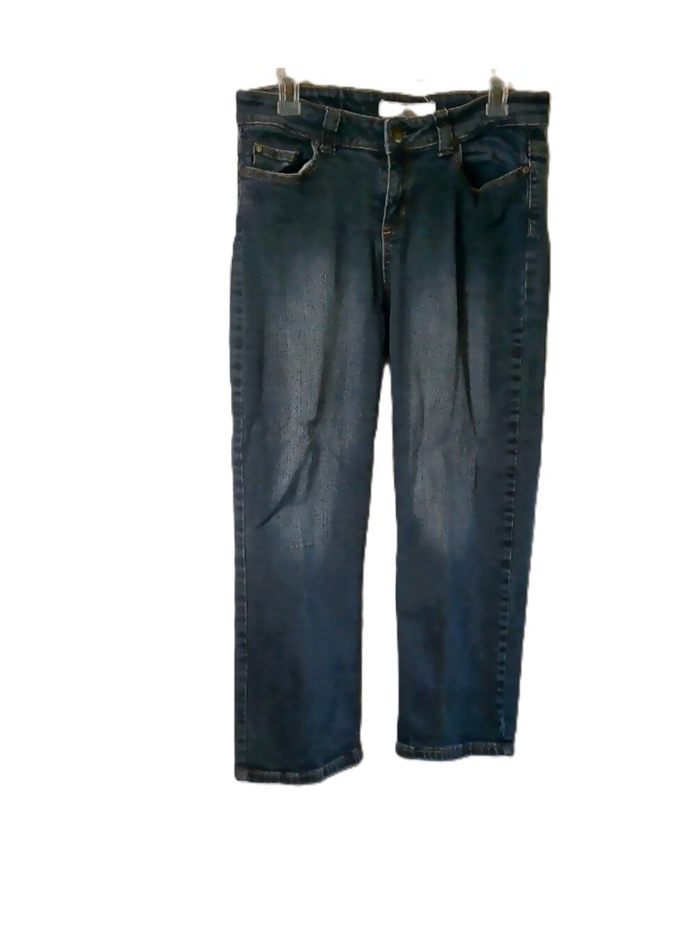 Ruff Hewn Women's Medium Wash Crop Jeans Size 8 Straight Leg Denim Stretch